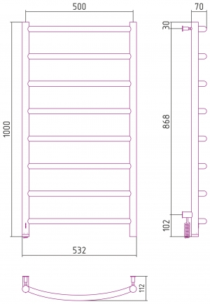 Полотенцесушитель электрический Сунержа Галант 4.0 1000x500